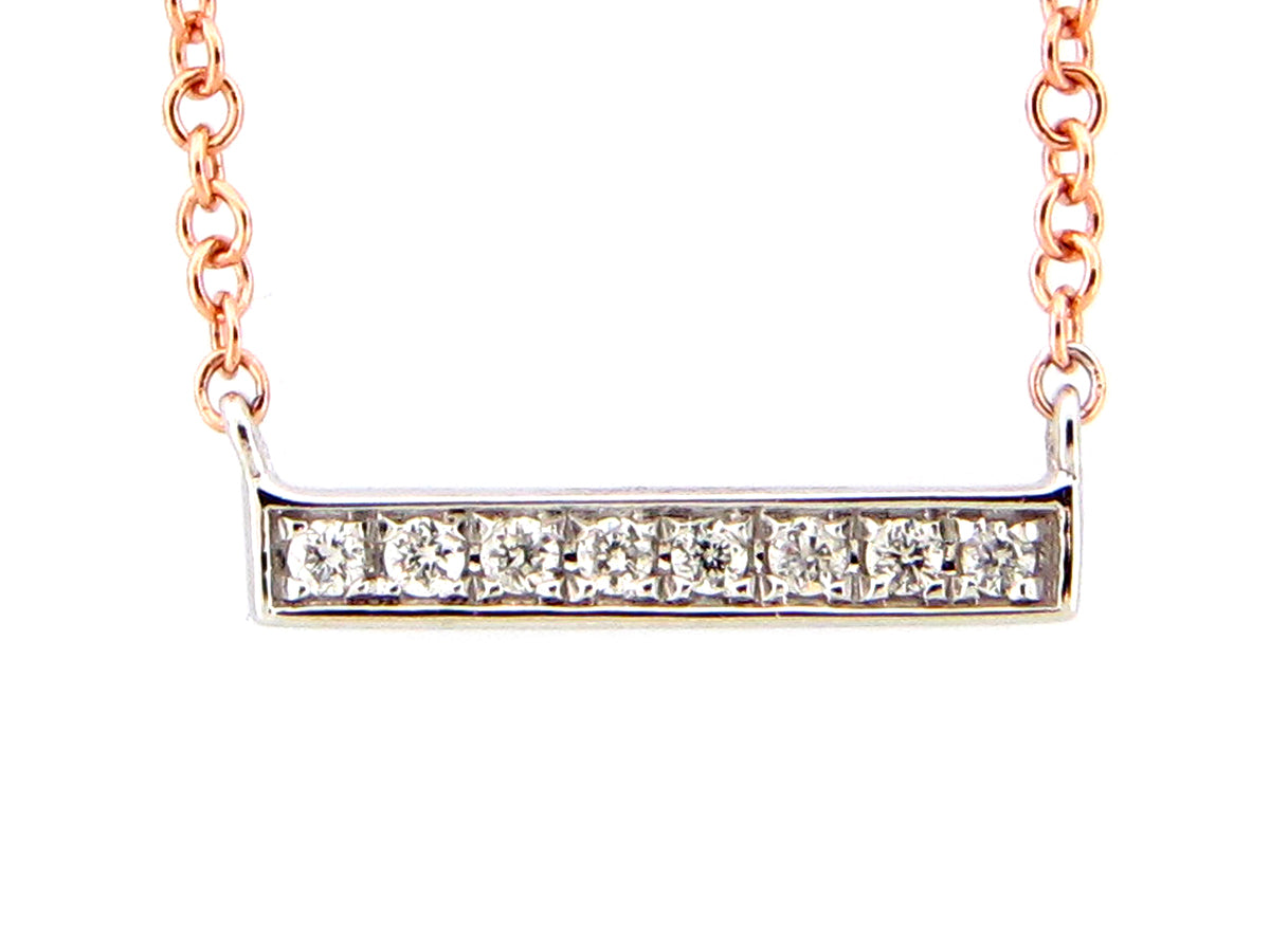 DIAMOND BAR PENDANT NECKLACE, 18"/17"/16", 14KWR (N)