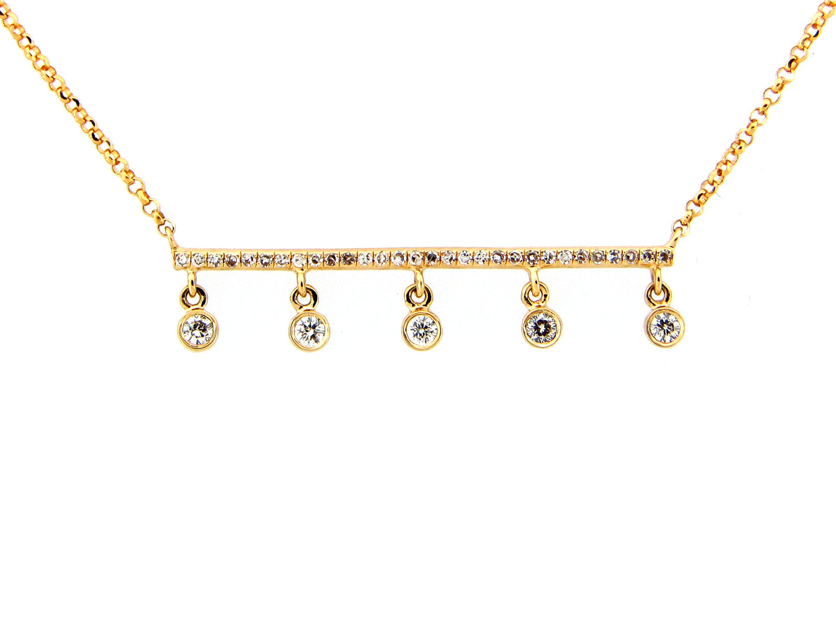 DIAMOND BUBBLE PENDANT NECKLACE, ADJUSTABLE TO 18", 14KY (N)