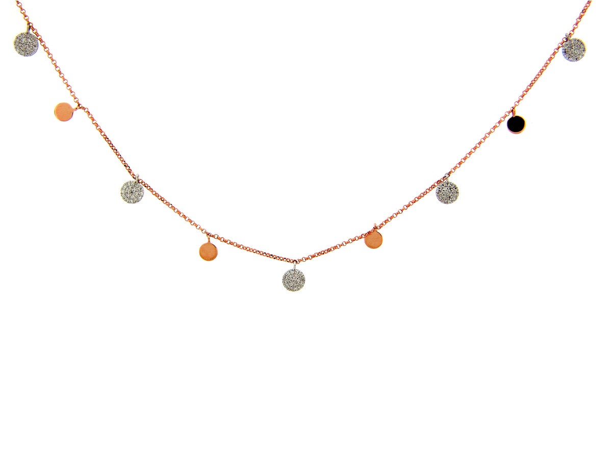 DIAMOND DISC BY THE YARD NECKLACE, 14KWR (N)