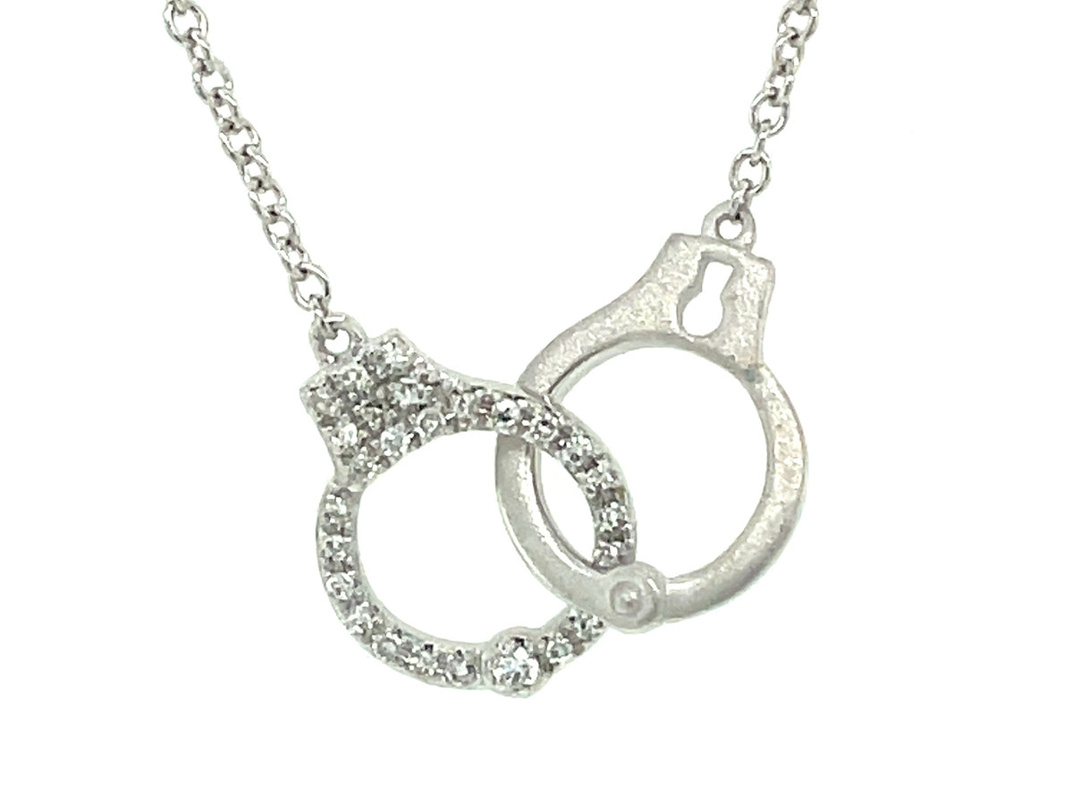 DIAMOND HANDCUFF PENDANT NECKLACE