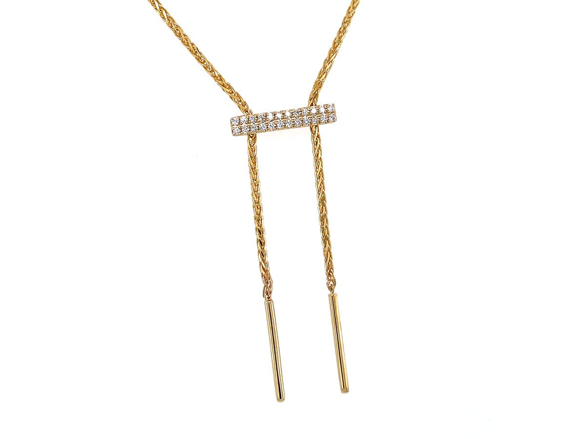 DIAMOND BAR BOLO LARIAT NECKLACE, 33"