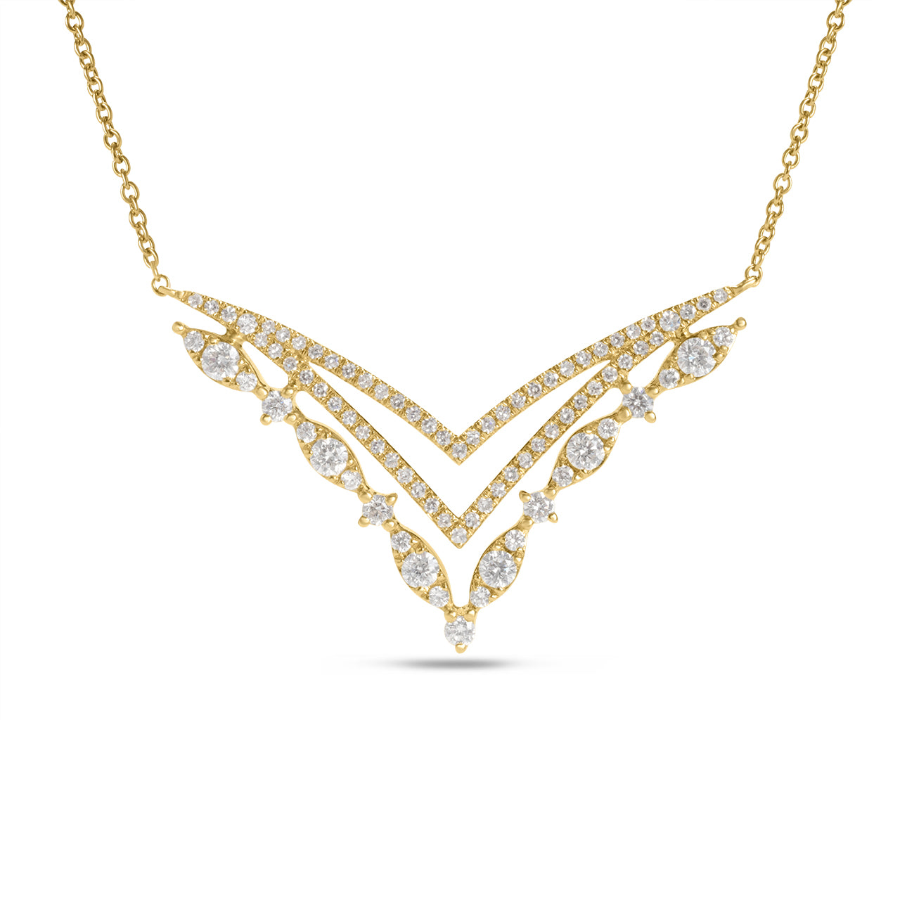 Diamond Triple Chevron Necklace
