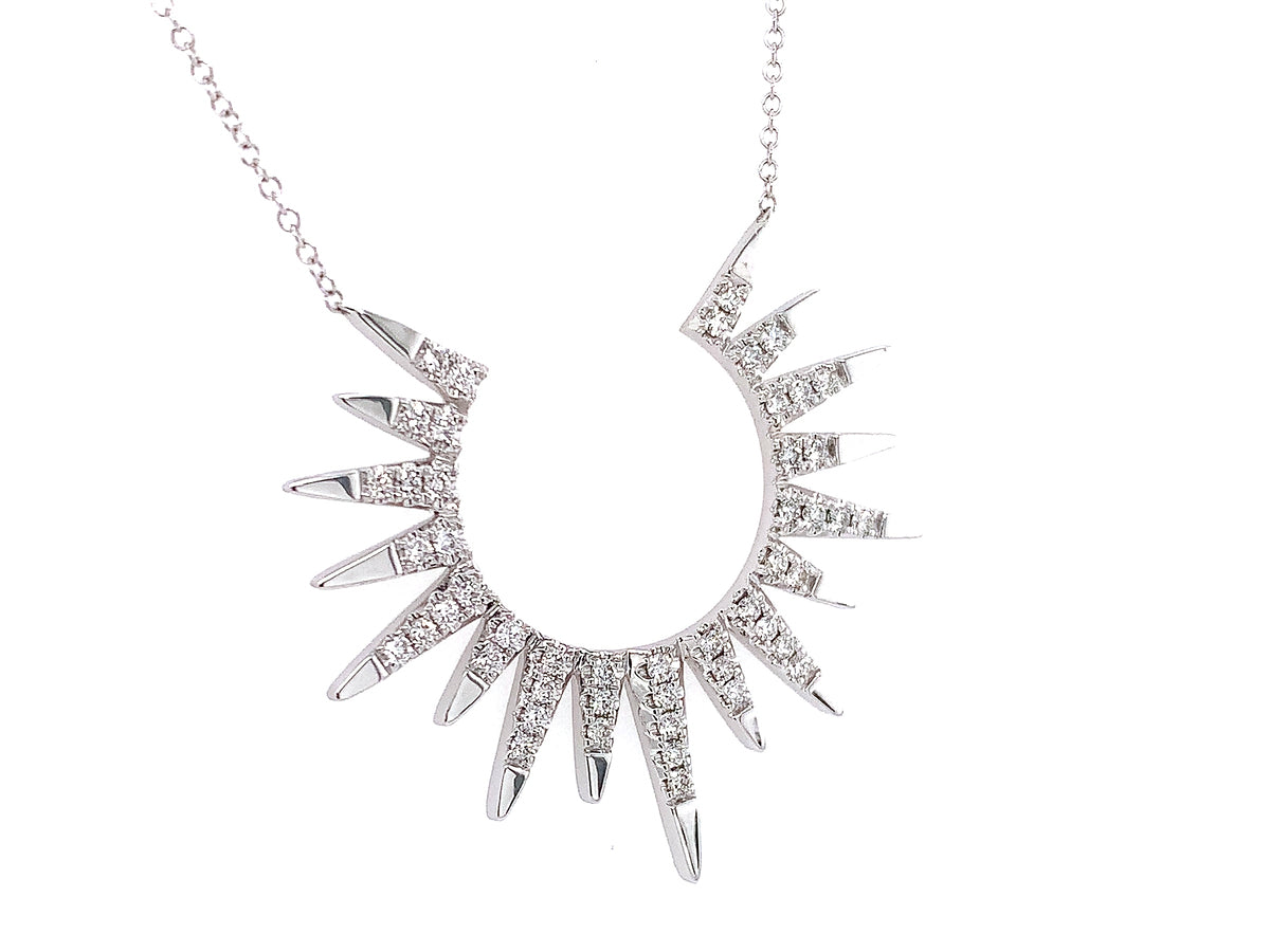 DIAMOND SUNBURST PENDANT NECKLACE, 35MM, 20" CHAIN, 14KWY (N)