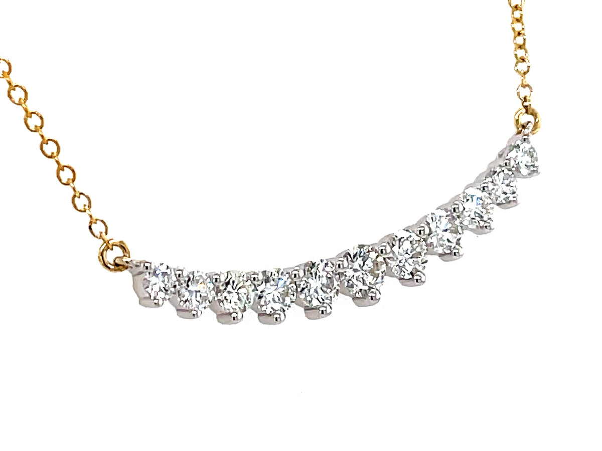 DIAMOND CURVED BAR NECKLACE, 28MM TAPERED, 18"/16"