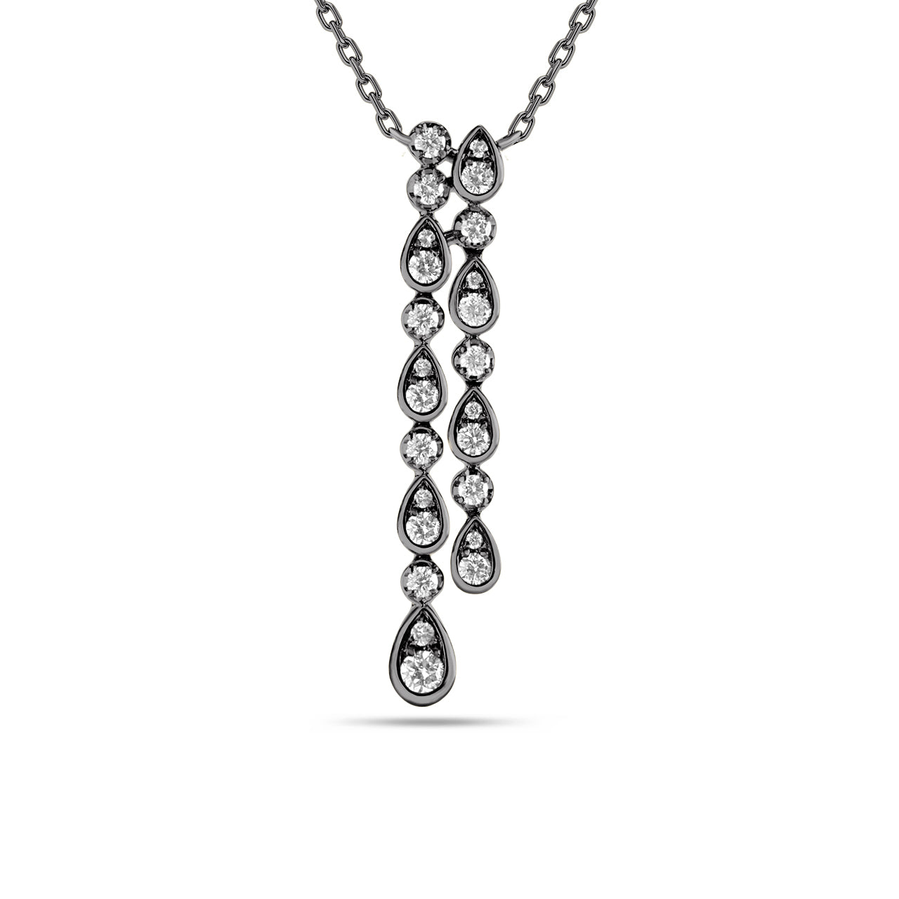 Diamond 2 Row Teardrop Necklace