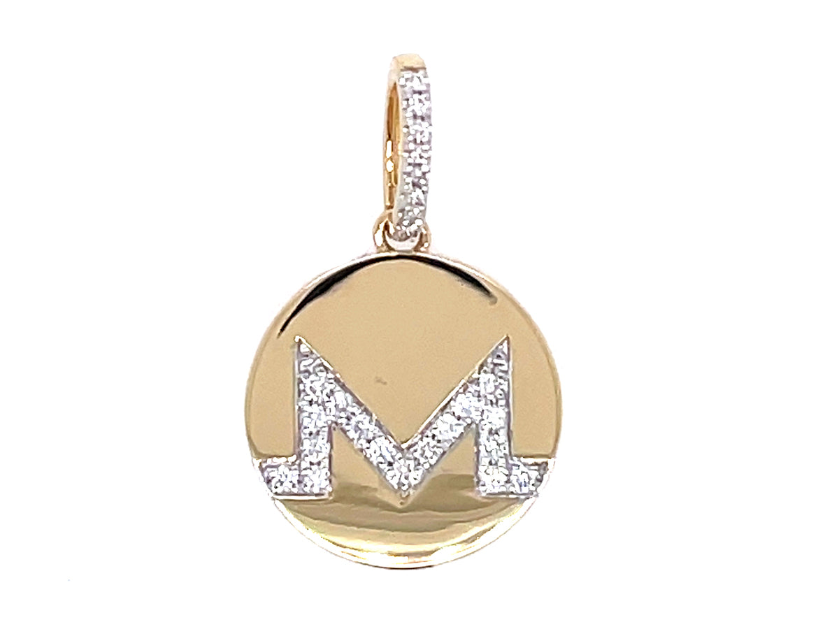 DIAMOND M DISC PENDANT