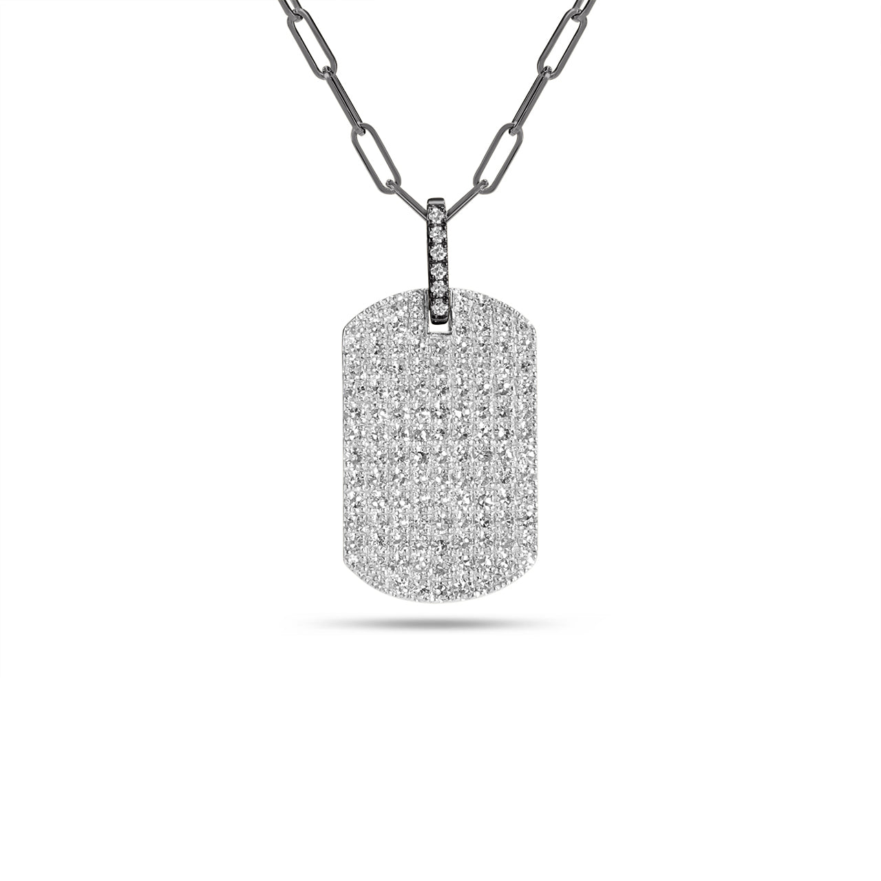 Diamond Pave Large Dog Tag Necklace