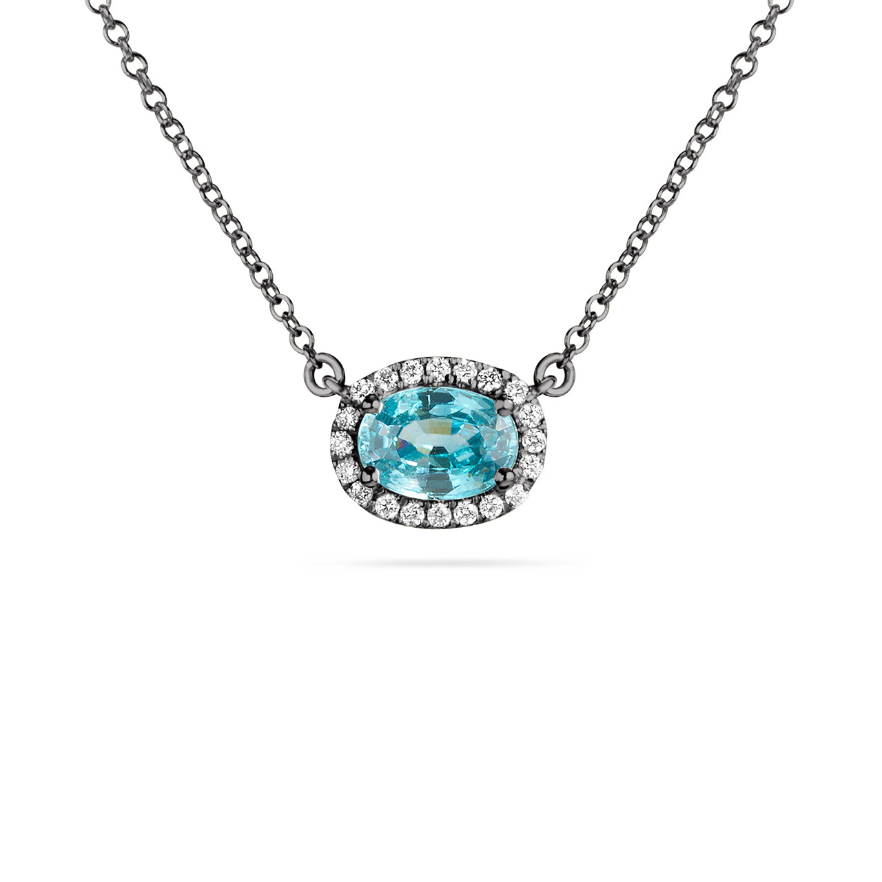 Blue Zircon & Diamond Necklace