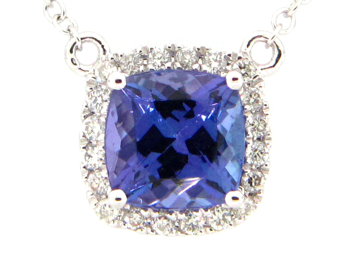 TANZANITE & DIAMOND PENDANT NECKLACE