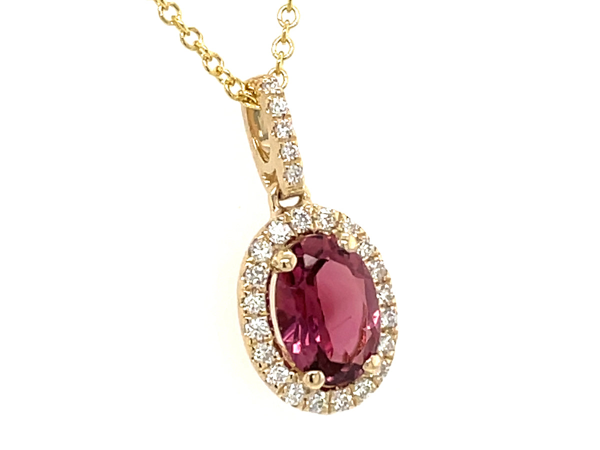 PINK TOURMALINE & DIAMOND HALO PENDANT