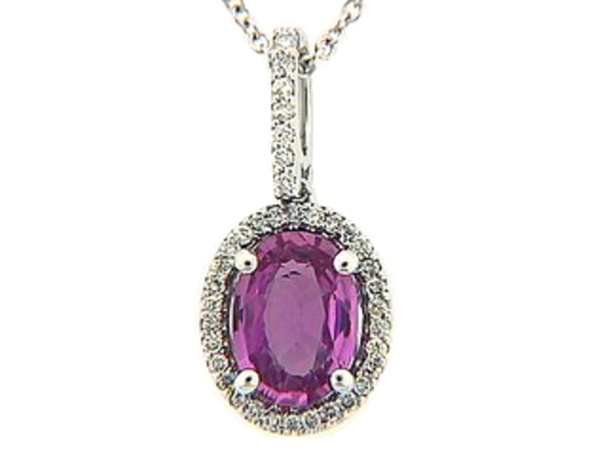 PINK SAPPHIRE & DIAMOND PENDANT, 18KW (H)