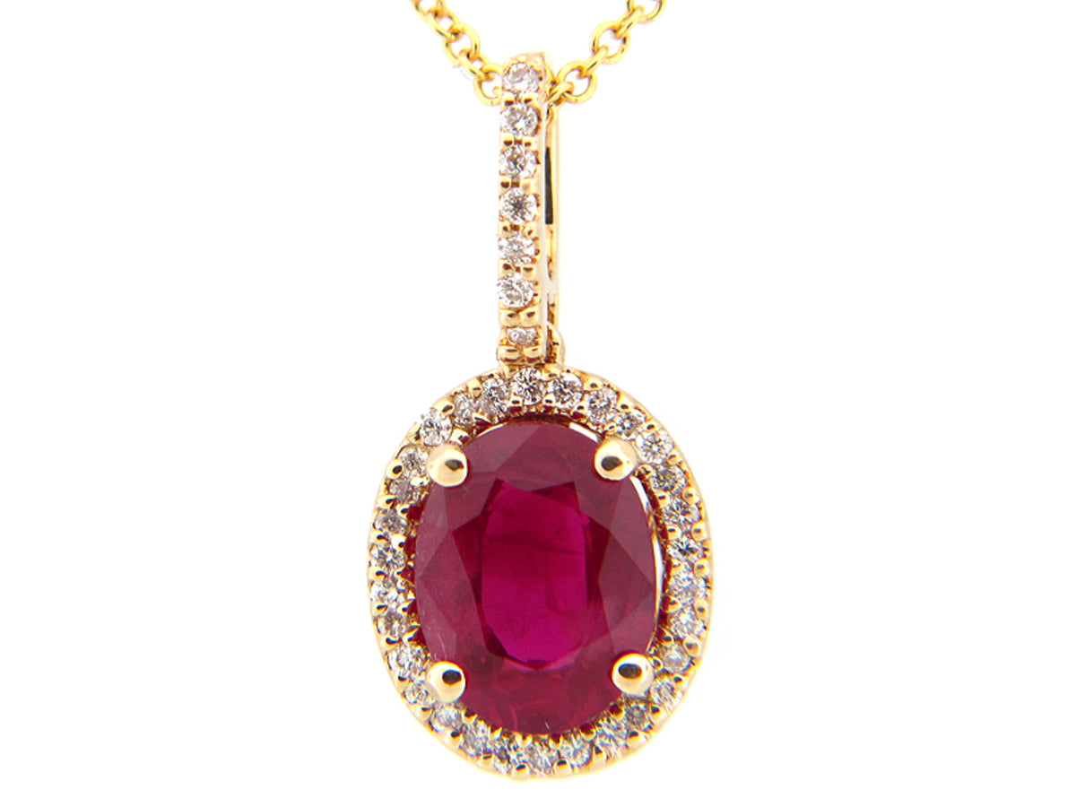 RUBY & DIAMOND PENDANT, 14KY (H), C=1.49