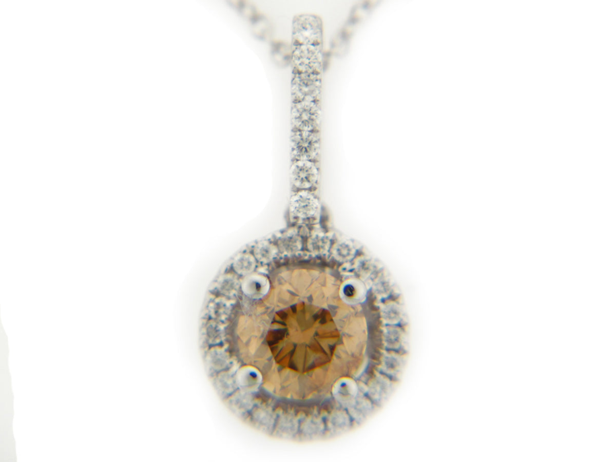 BROWN & WHITE DIAMOND PENDANT, 14KW (N), CENTER=0.50