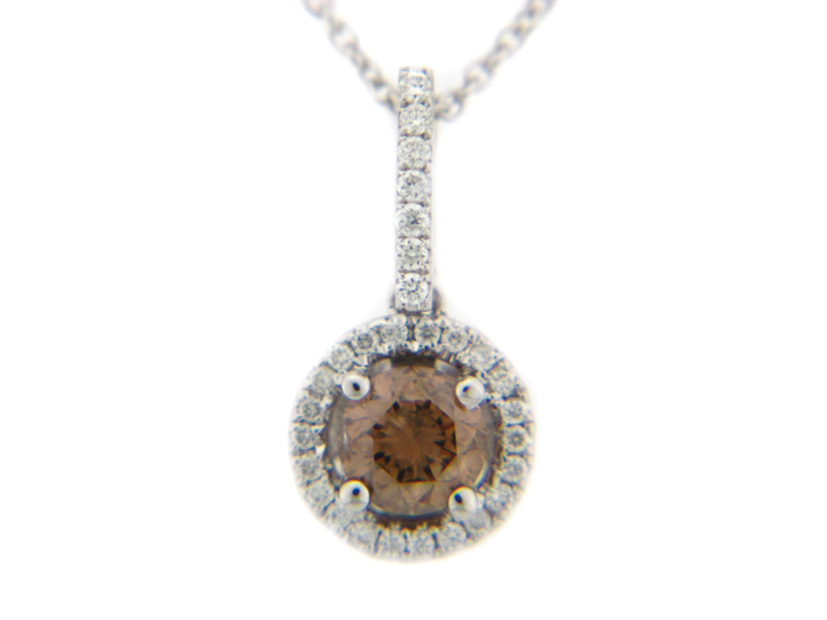 BROWN & WHITE DIAMOND PENDANT, 14KW (N), CENTER=0.47