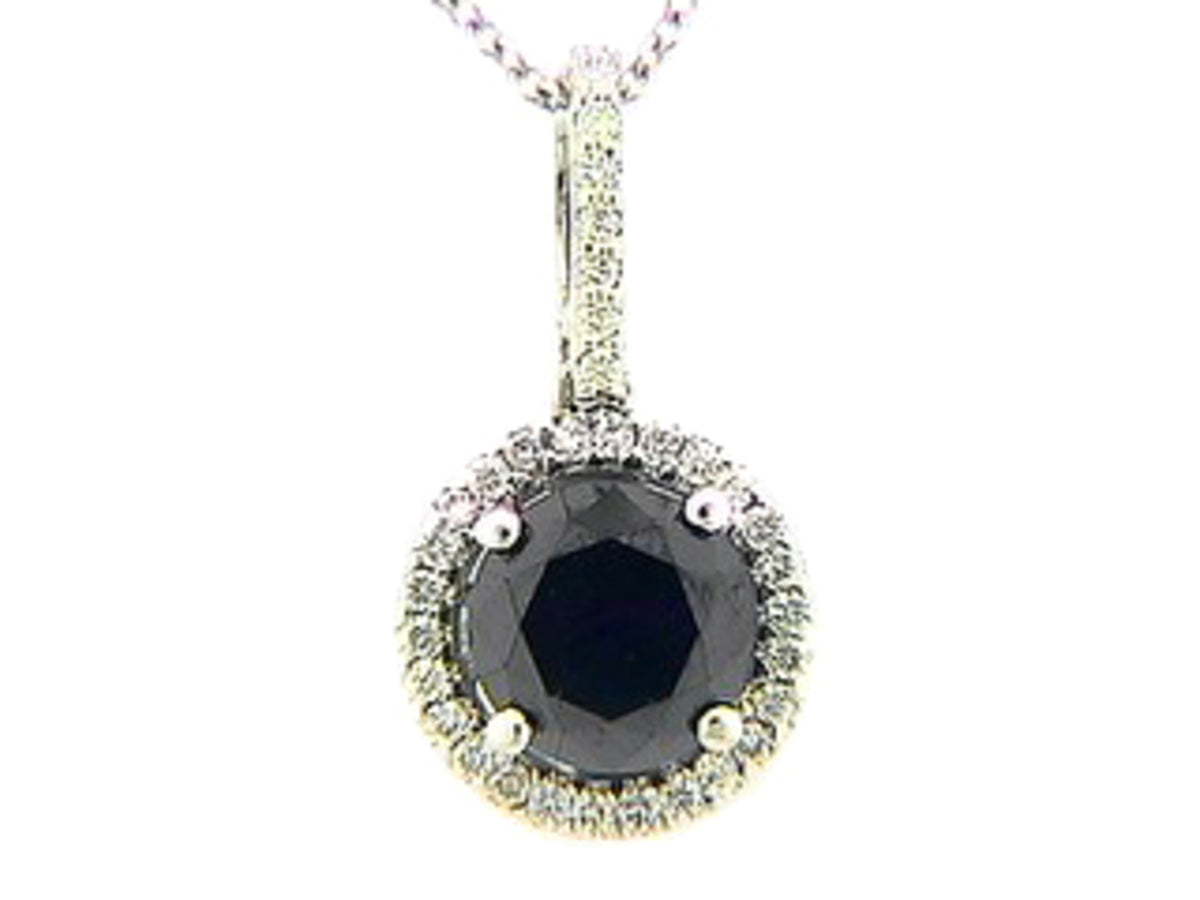 BLACK & WHITE DIAMOND PENDANT, 14KW (R/N), CENTER=1.55