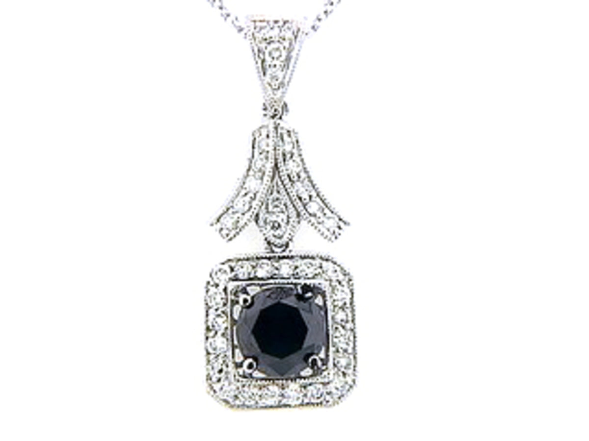 BLACK & WHITE DIAMOND PENDANT, 18KW (R/N)