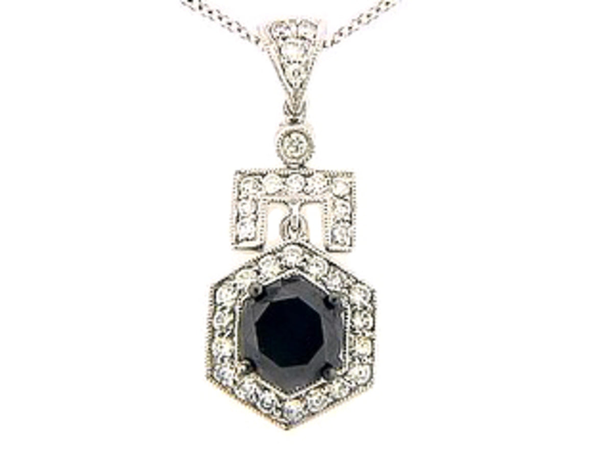 BLACK & WHITE DIAMOND PENDANT, 18KW (R/N), CENTER=2.15