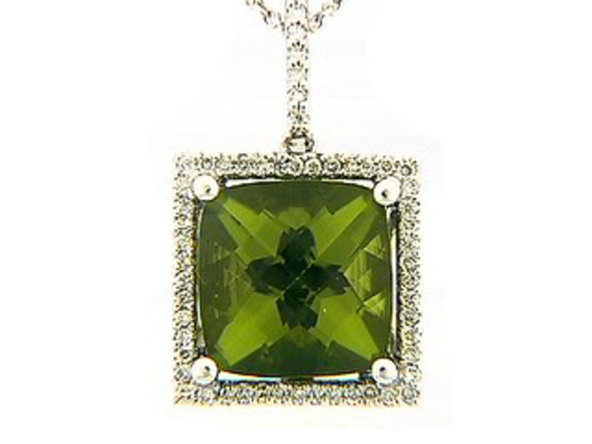 PERIDOT & DIAMOND PENDANT, 18KW (N)