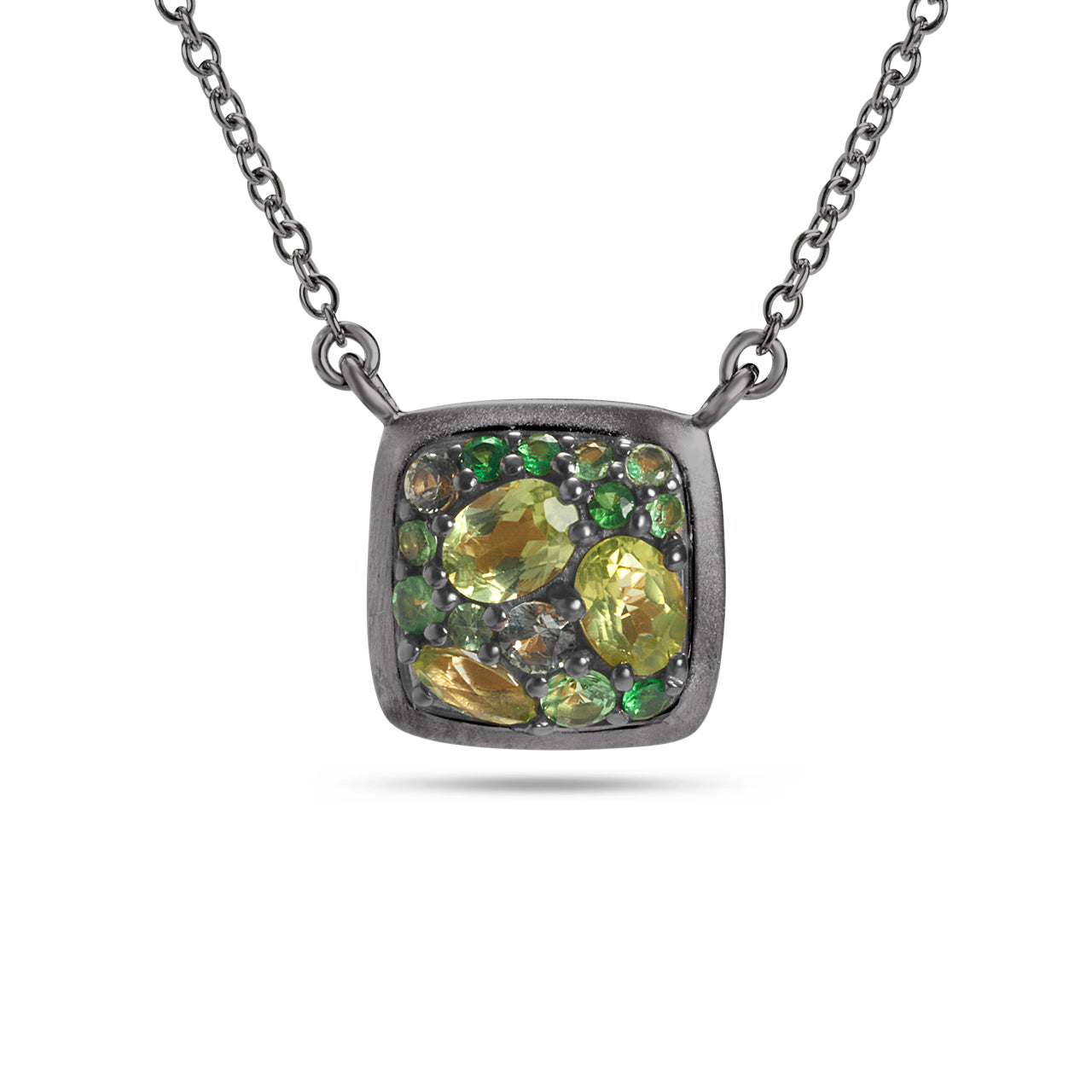 Green Gemstone Cluster Necklace