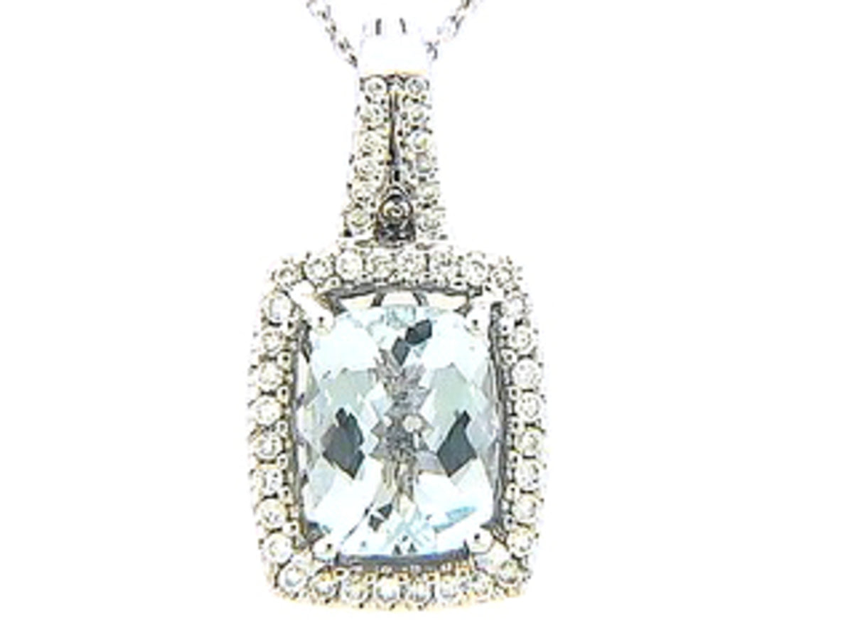 CHB AQUA & DIAMOND PENDANT, 18KW (H)