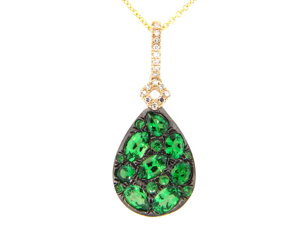 TSAVORITE & DIAMOND PENDANT, 14KY (N)