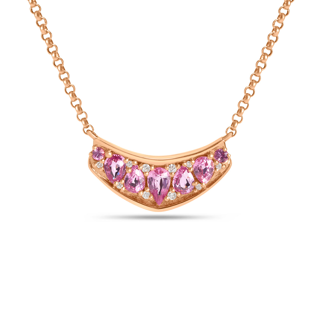 Pink Sapphire & Diamond Chevron Necklace