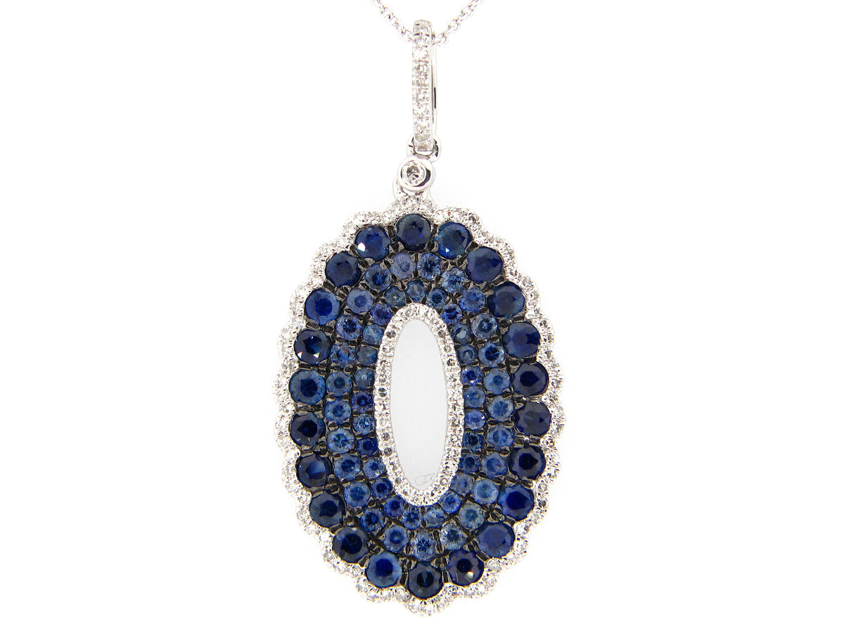 SAPPHIRE & DIAMOND PENDANT, 14KW (H)
