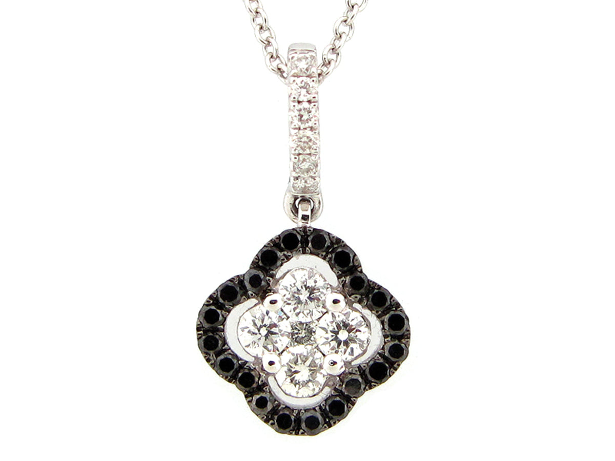 BLACK & WHITE DIAMOND PENDANT, 14KW (R/H)