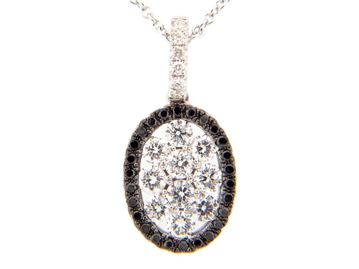 BLACK & WHITE DIAMOND PENDANT, 14KW (R/H)
