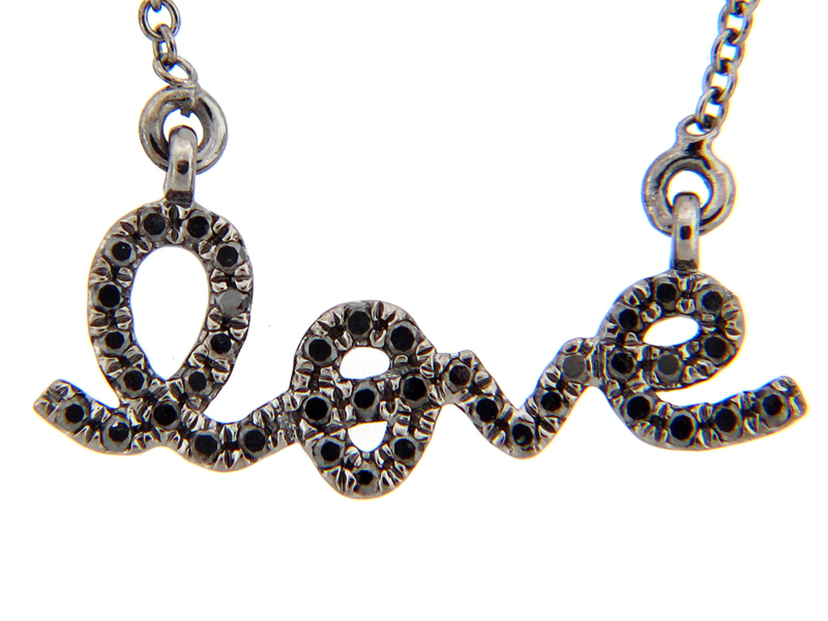 BLACK DIAMOND LOVE PENDANT, BLACK FINISH, 14KW (R/H)
