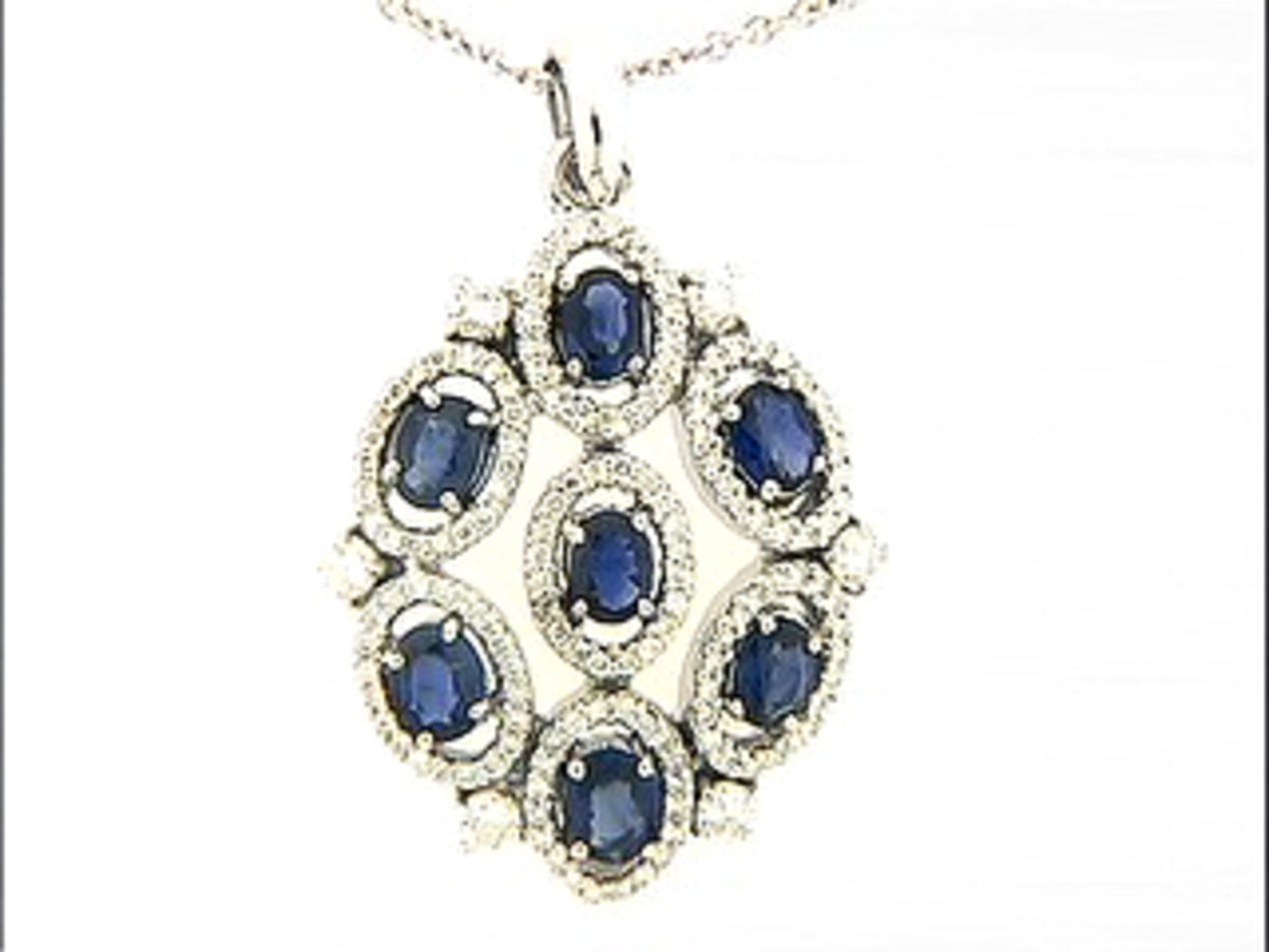 SAPPHIRE & DIAMOND PENDANT, 18KW (H)