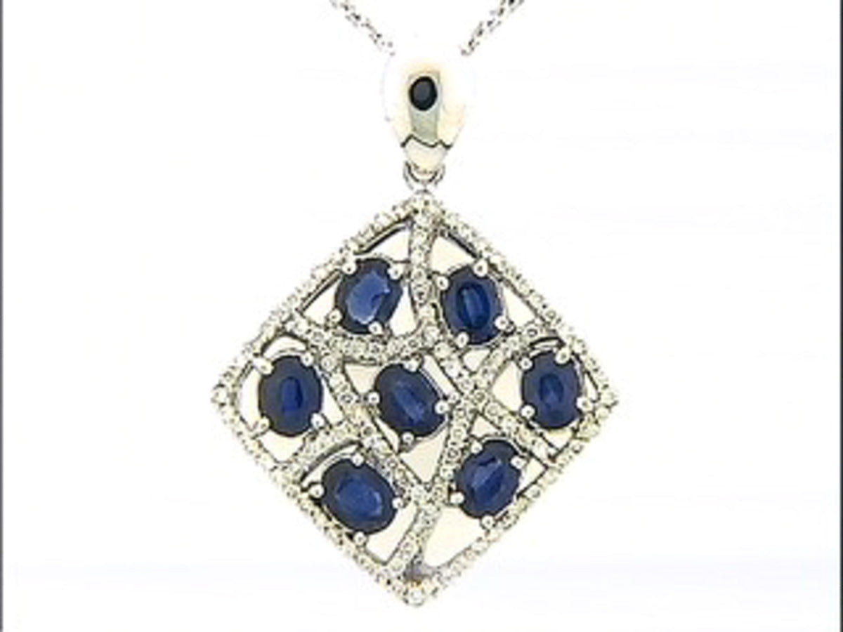 SAPPHIRE & DIAMOND PENDANT, 18KW (H)