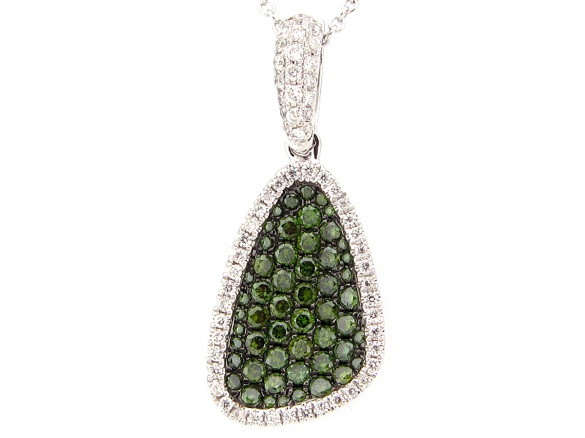 IRR GREEN & WHITE DIAMOND PENDANT, 14KW (R)