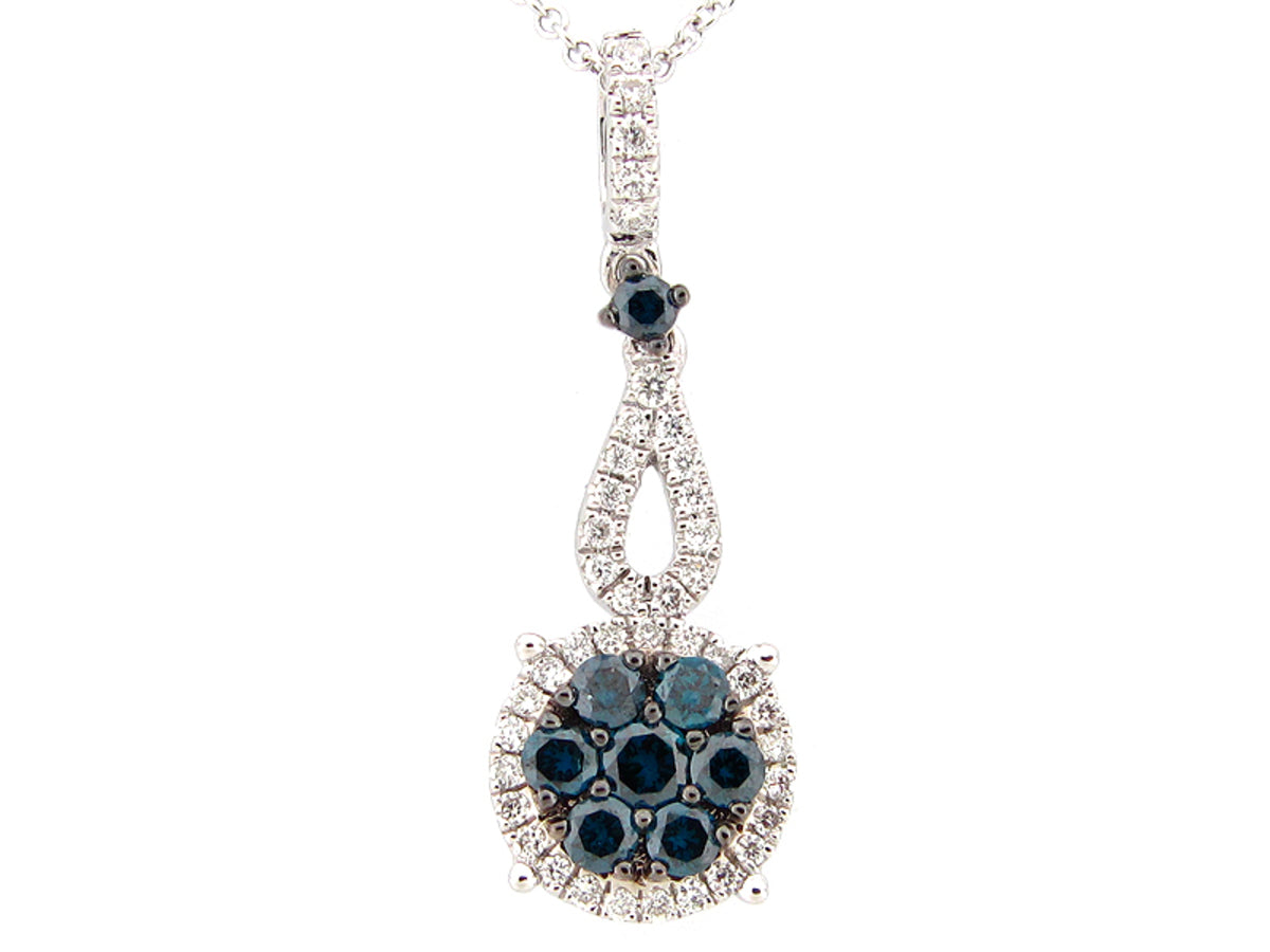 IRR BLUE & WHITE DIAMOND PENDANT, 14KW (R)