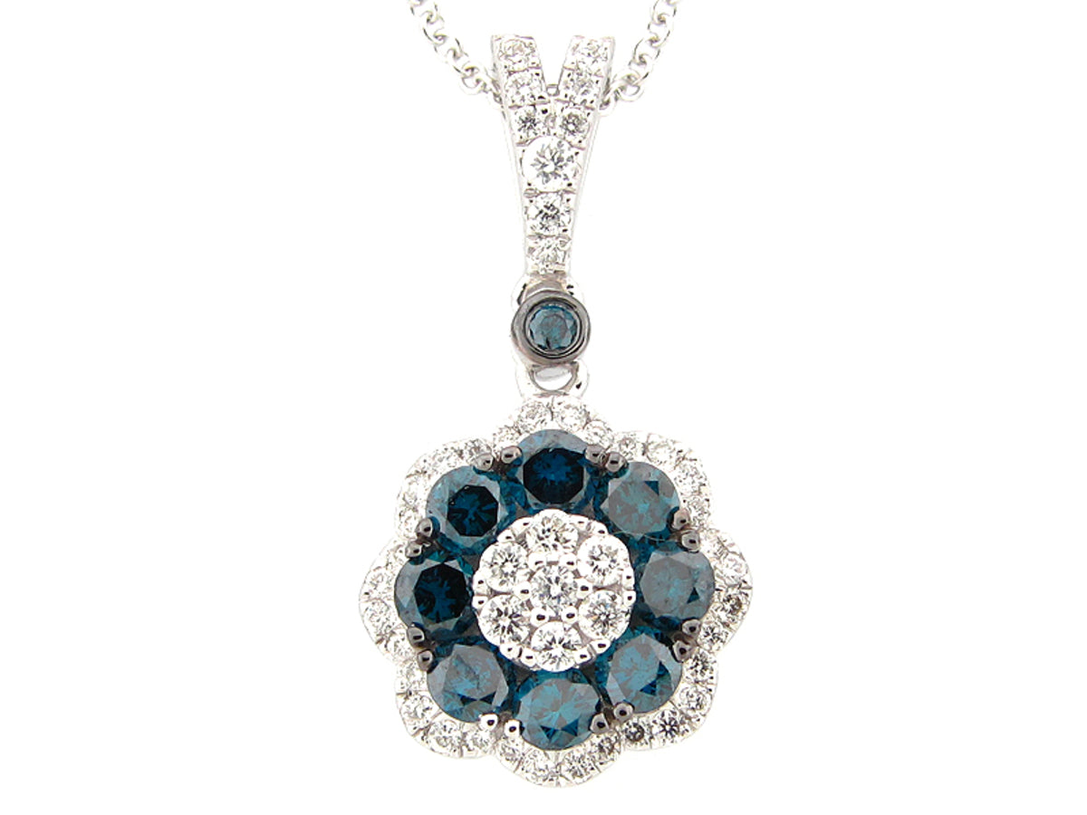 IRR BLUE & WHITE DIAMOND PENDANT, 14KW (R)