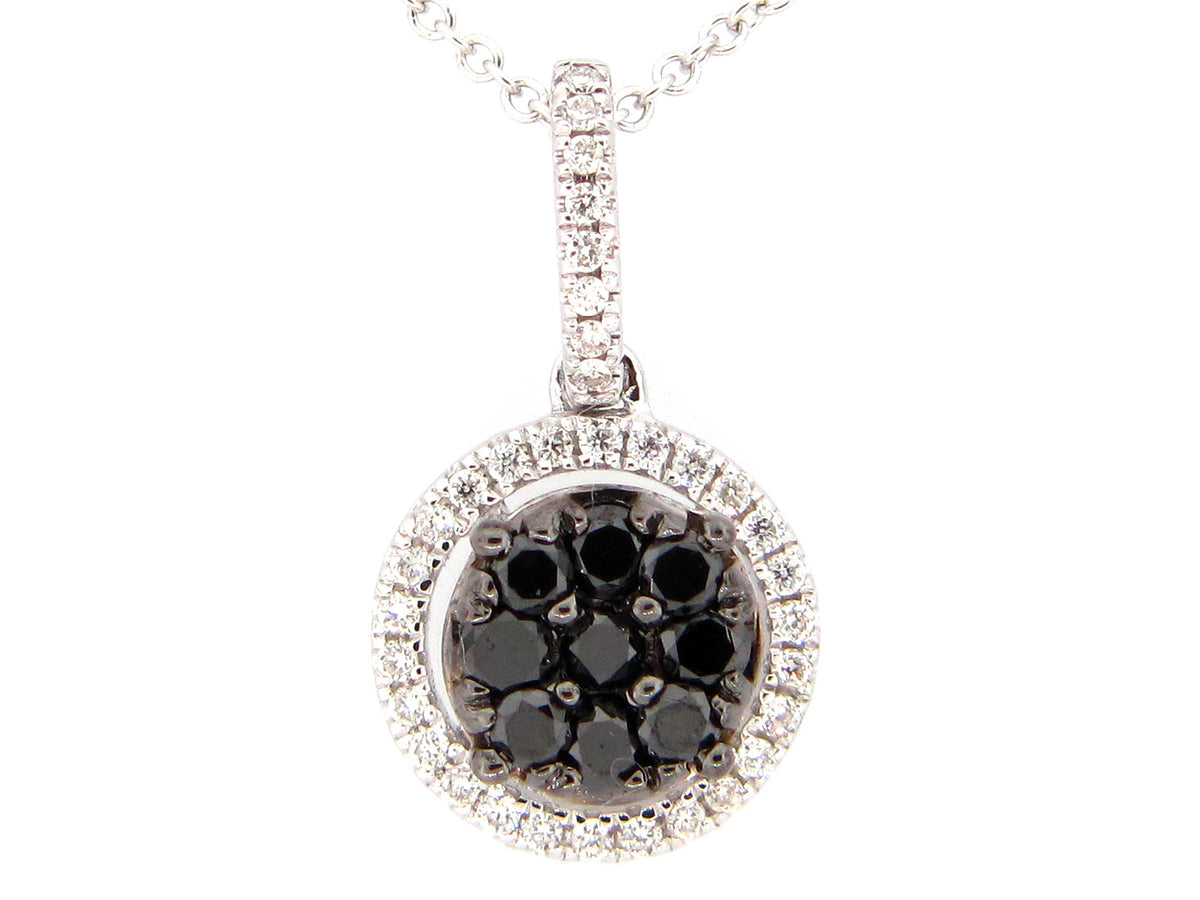 BLACK & WHITE DIAMOND PENDANT, 14KW (R/N)