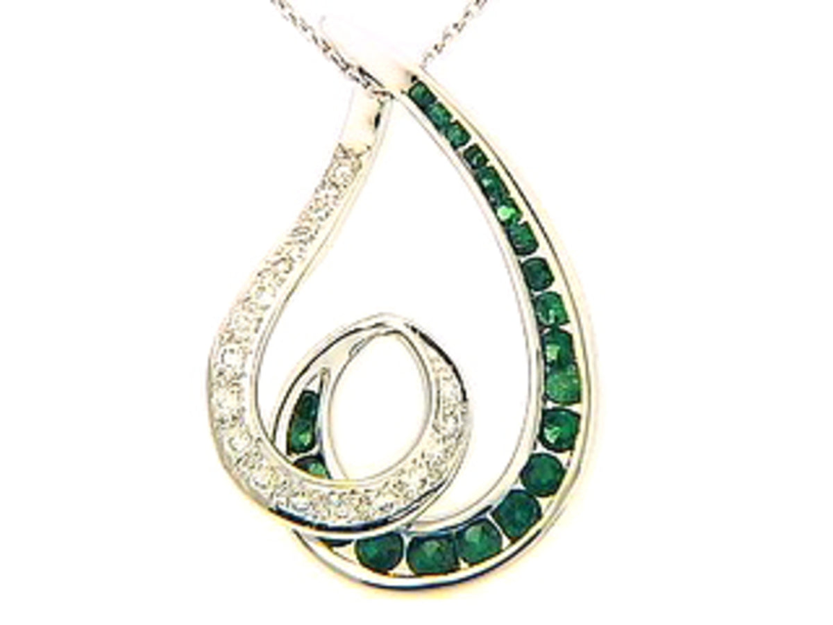 TSAVORITE & DIAMOND PENDANT, 14KW (N)