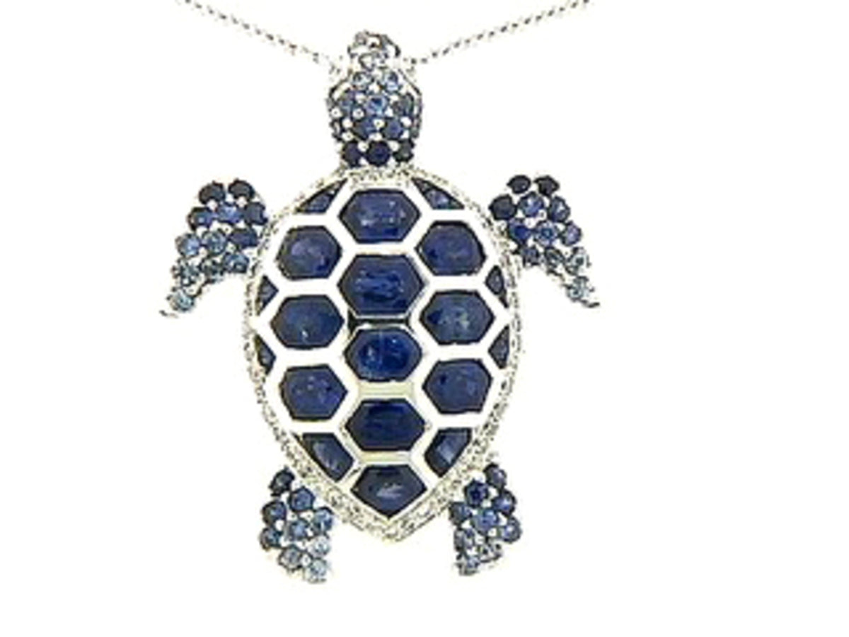 SAPPHIRE & DIAMOND PENDANT, 18KW (H)