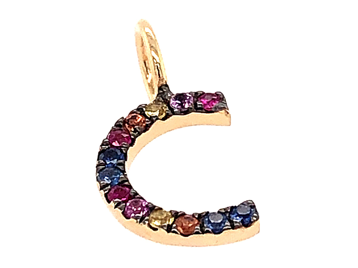 RAINBOW SAPPHIRE LETTER C PENDANT