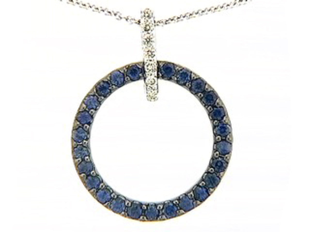 SAPPHIRE & DIAMOND PENDANT, 18KW (H)