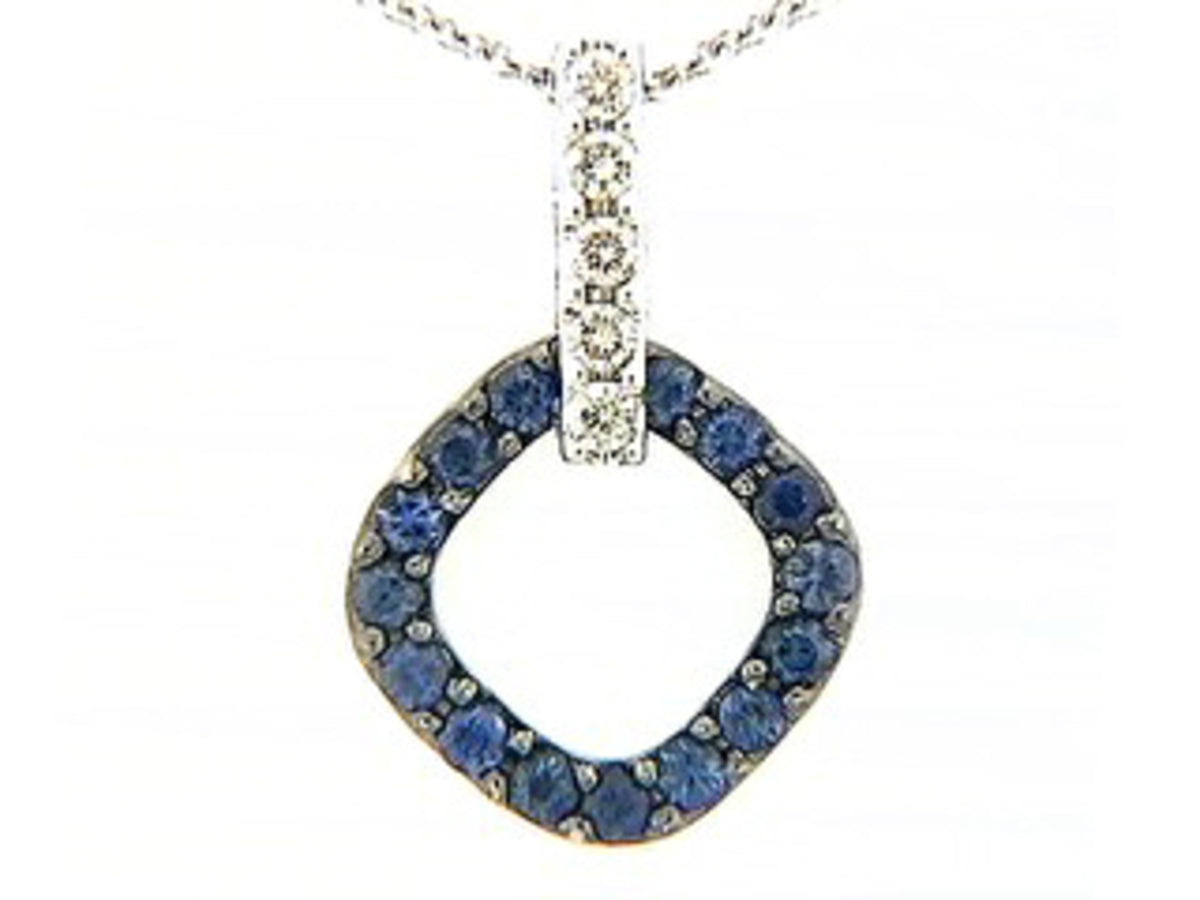 SAPPHIRE & DIAMOND PENDANT, 18KW (H)