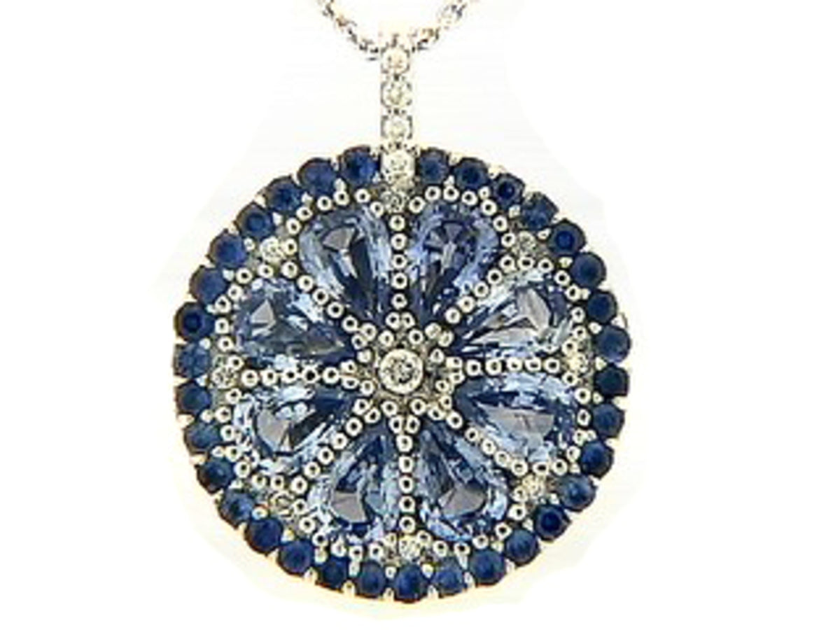 SAPPHIRE & DIAMOND PENDANT, 18KW (H)