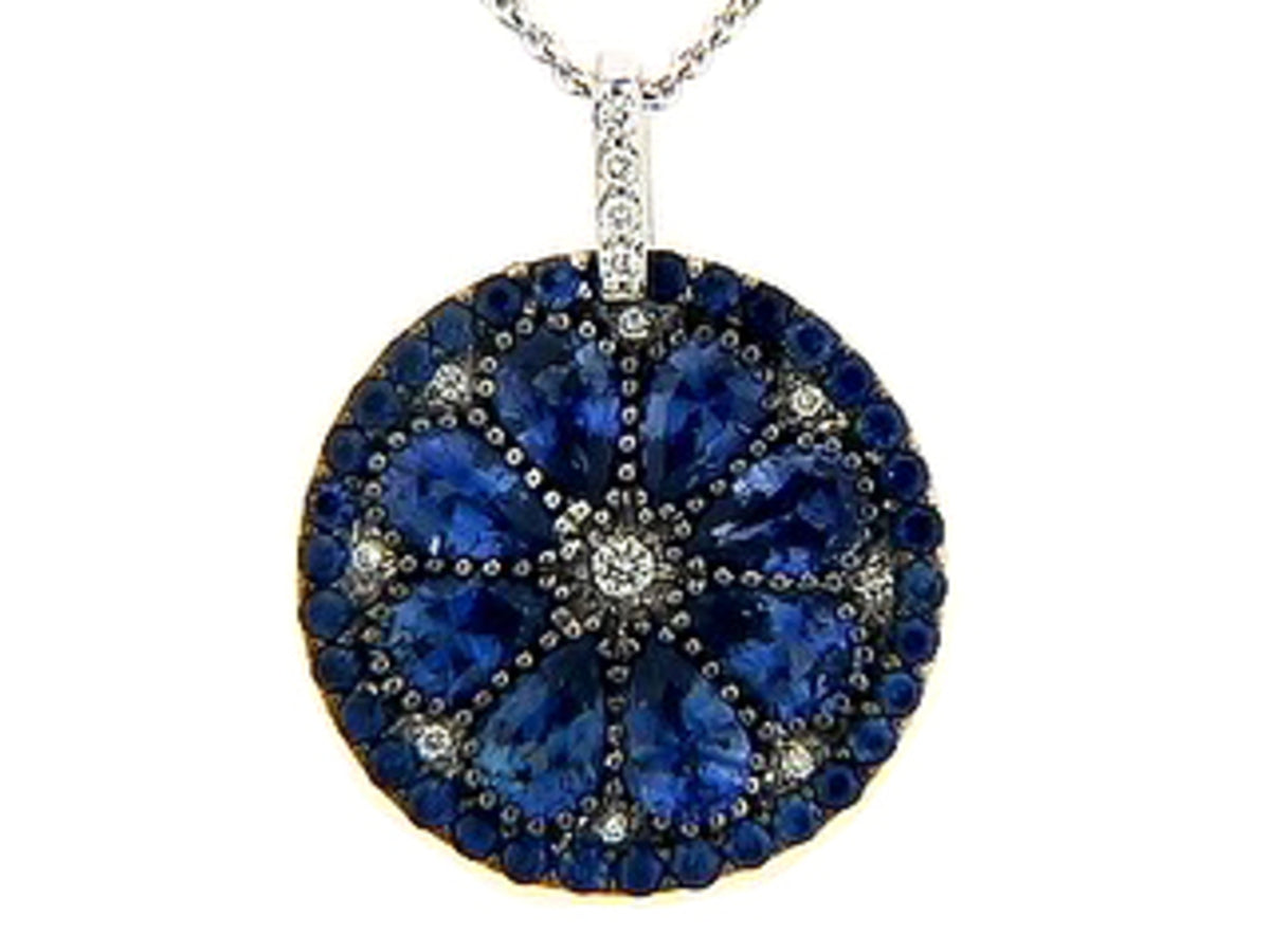 SAPPHIRE & DIAMOND PENDANT, 18KW (H)