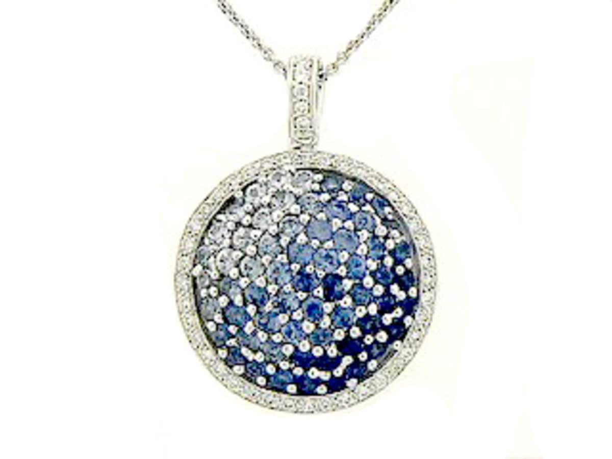SAPPHIRE & DIAMOND PENDANT, 18KW (H)