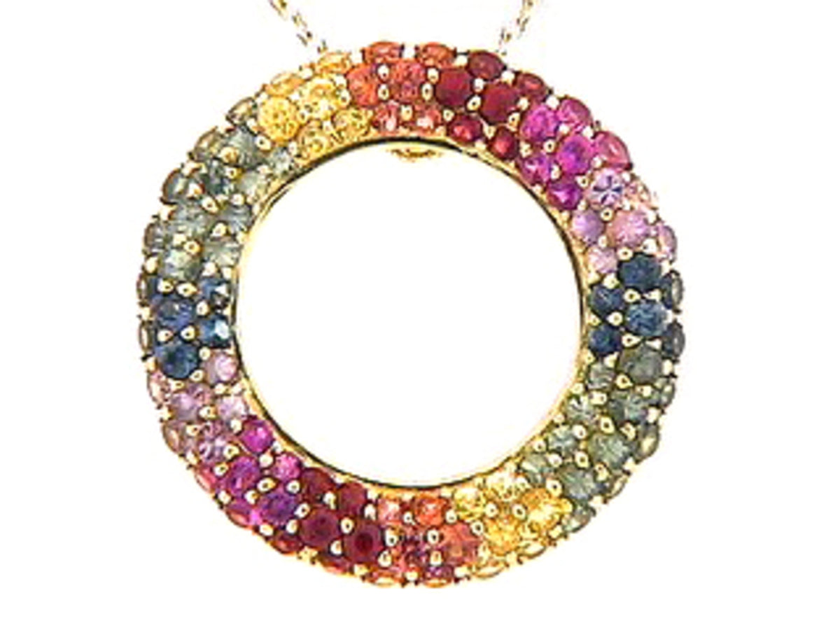 RAINBOW SAPPHIRE PENDANT, 18KY (H/U)
