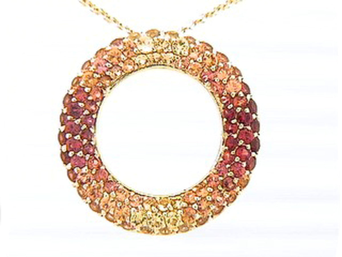 ORANGE SAPPHIRE PENDANT, 18KY (H/U)