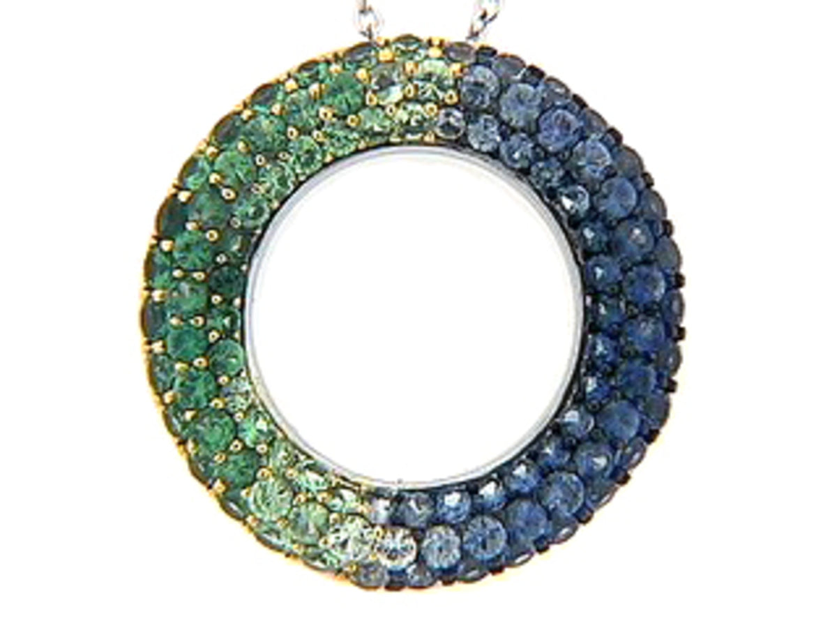 SAPPHIRE & TSAVORITE PENDANT, 18KW (H)