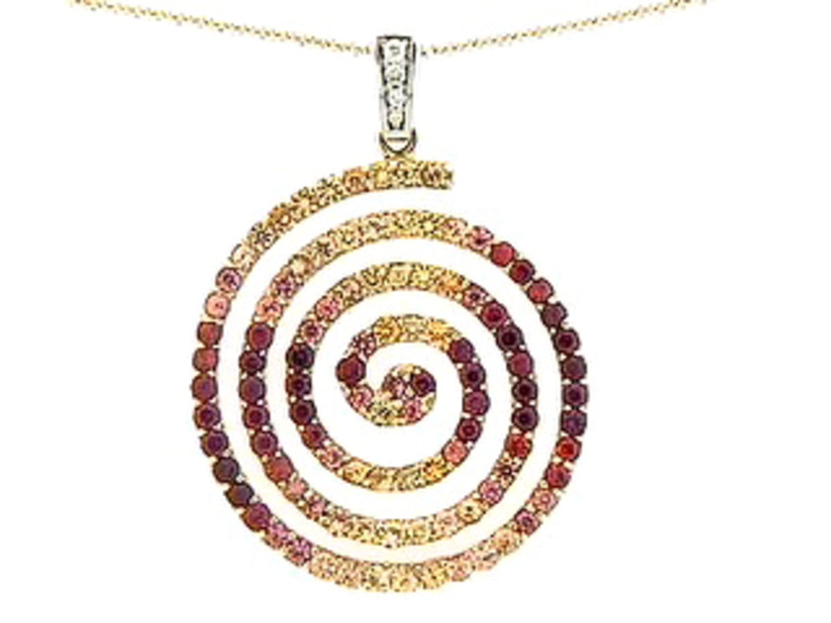 YELLOW SAPPHIRE, RUBY & DIAMOND PENDANT, 18KT (H/U)