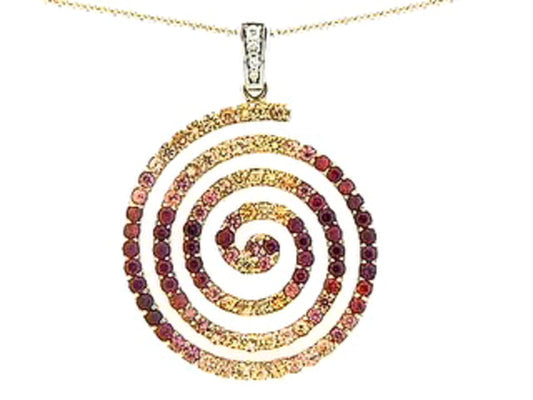 YELLOW SAPPHIRE, RUBY & DIAMOND PENDANT, 18KT (H/U)