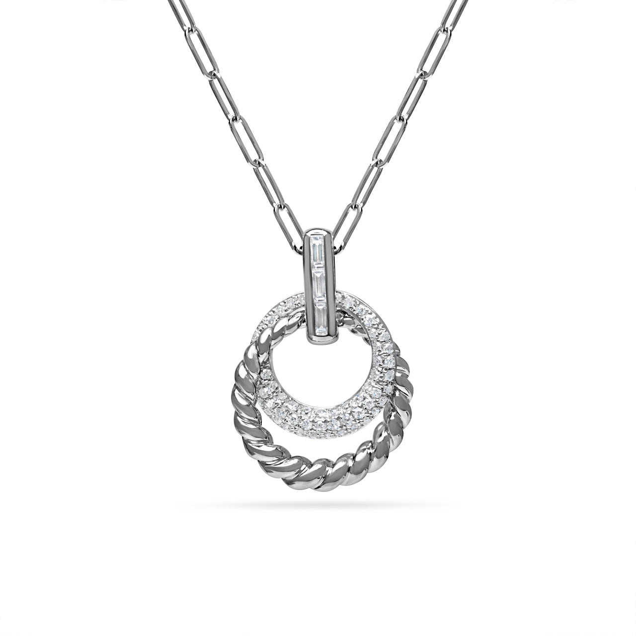 Diamond Circle Crossover Necklace